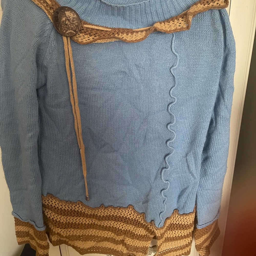 Blue and tan sweater